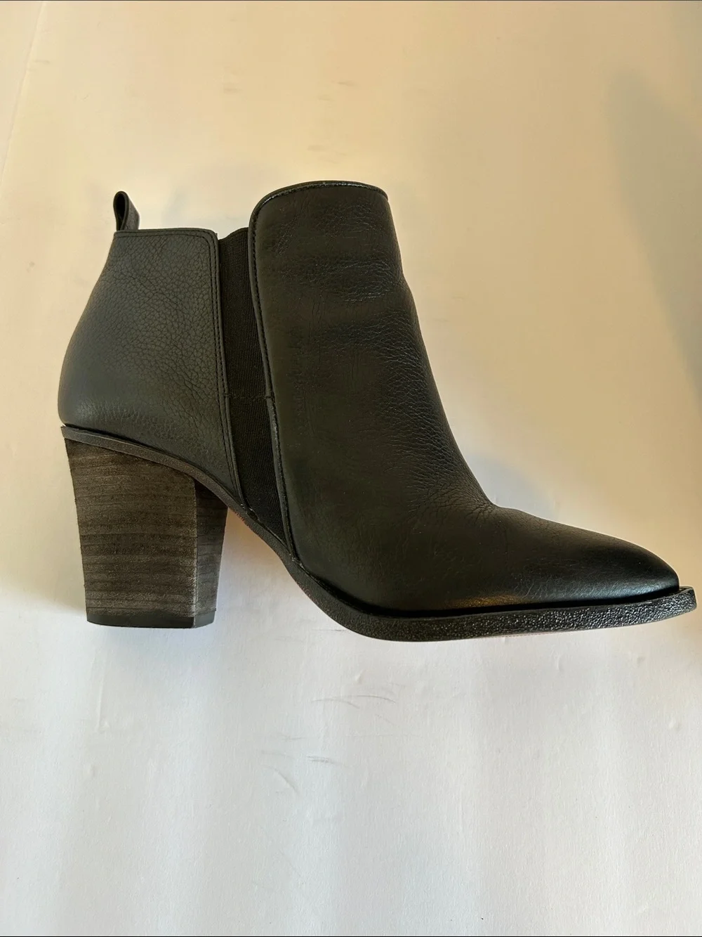 Vince Camuto Black Leather Ankle Booties with Block Heel Pamalee Bootie